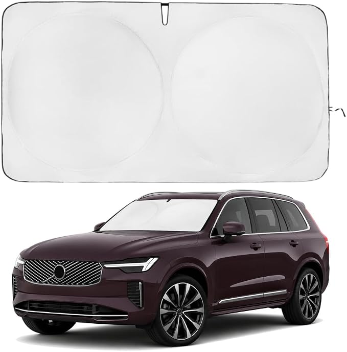 Windshield Sun Shade | Compatible for Volvo XC90 2016-2026 | Certified 99.87% UVB & 99.02% UVA Car Sun Shade. Award Winning Sunshade - Patented Technology | Car Shades by Kinder Fluff