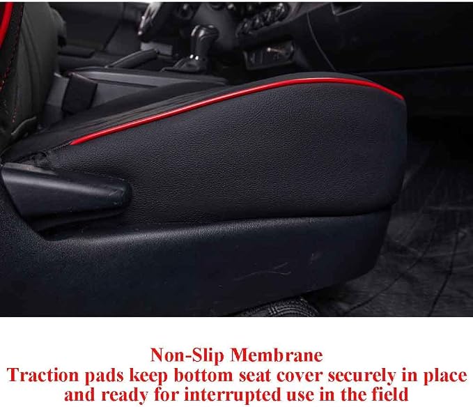 EKR Custom Fit Tacoma Front Car Seat Covers for Toyota Tacoma 2016 2017 2018 2019 2020 2021 2022 2023 Double Cab/Access Cab - Front Row Only, Faux Leather(Black with Red Trim)