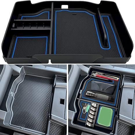 Center Console Organizer fits for Dodge RAM 2026 2025 2024 2023 2022 2021 2020 2019 1500 2500 3500 Accessories Interior Storage Box Armrest Storage Tray(Blue)
