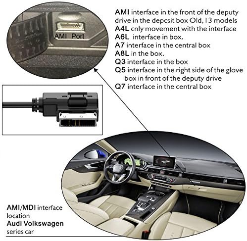 AMI Bluetooth Audio Adapter for Audi MDI MMI 3G System, Wireless Audio Music Interface Cable Adapter for VW Audi A3 A4 A7 R7 S5 Q7 A6L A8L A4L Series for MMI 3G System Only