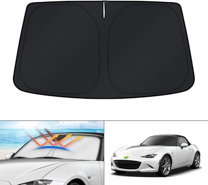 KUST Windshield Sun Shade for Mazda MX-5 Miata Convertible 2016-2024 2025 MX5 Accessories Window Sunshade Sun Protector Foldable Block UV Rays Keep Car Cooler
