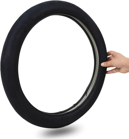 CAR Pass Black Faux Suede 14.5-15 Inch Memory Foam Steering Wheel Covers Breathable Anti-Slip Odorless Steering Wheel Universal Fit for Men Women