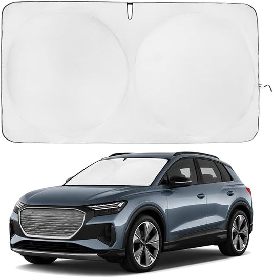 Windshield Sun Shade | Compatible for Audi Q4 E-tron 2022-Present | Certified 99.87% UVB & 99.02% UVA Car Sun Shade. Award Winning Sunshade - Patented Technology | Car Shades by Kinder Fluff