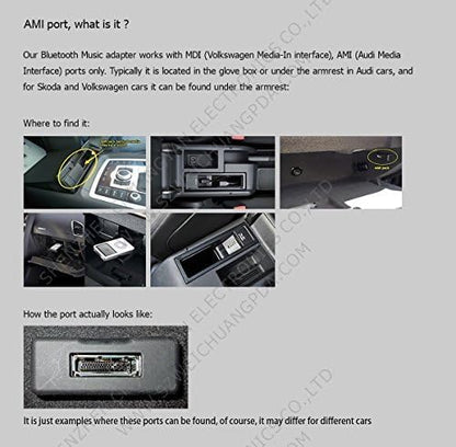 AMI Bluetooth Audio Adapter for Audi MDI MMI 3G System, Wireless Audio Music Interface Cable Adapter for VW Audi A3 A4 A7 R7 S5 Q7 A6L A8L A4L Series for MMI 3G System Only