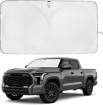 Windshield Sun Shade | Compatible for Toyota Tundra (2022-2026) | Certified 99.87% UVB & 99.02% UVA Car Sun Shade. Award Winning Sunshade - Patented Technology | Car Shades by Kinder Fluff