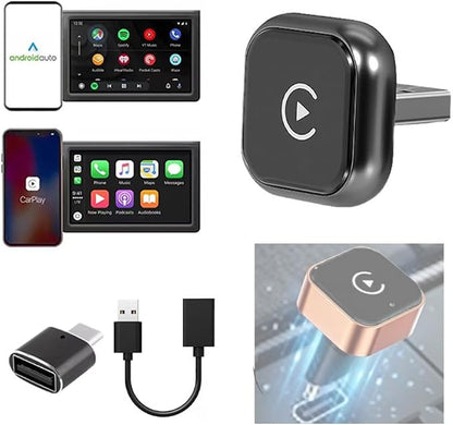 Wireless CarPlay & Android Auto Adapter for Genesis GV70 2022-2025,Ultra Mini Dongle Converts Easy Setup Plug and Play,Black