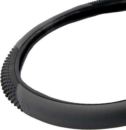 BDK Sporty Two Tone Ergonomic Grip Steering Wheel Cover - Massaging Gel Grip for Standard Size Wheels 14.5-15 inch Gray/Black