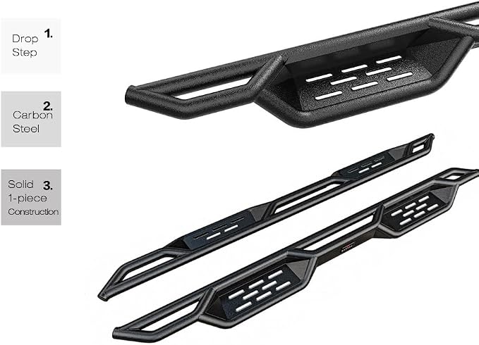 APS Black 6 Inches Tubular Drop Down Style Nerf Bars Running Boards Compatible with Jeep Wrangler JL 2018-2026 4-Door (Include 21-26 4xe) (Factory sidesteps or Rock Rails Have to be Removed)