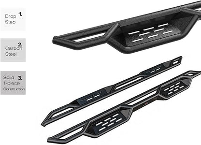 APS Black 6 Inches Tubular Drop Down Style Nerf Bars Running Boards Compatible with Jeep Wrangler JL 2018-2026 4-Door (Include 21-26 4xe) (Factory sidesteps or Rock Rails Have to be Removed)