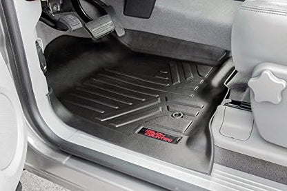 Rough Country All Weather Front Floor Mats for Chevy Silverado & GMC Sierra 1500/2500HD/3500HD (2007-2013) - Non-Slip Waterproof Flexible Floor Armor