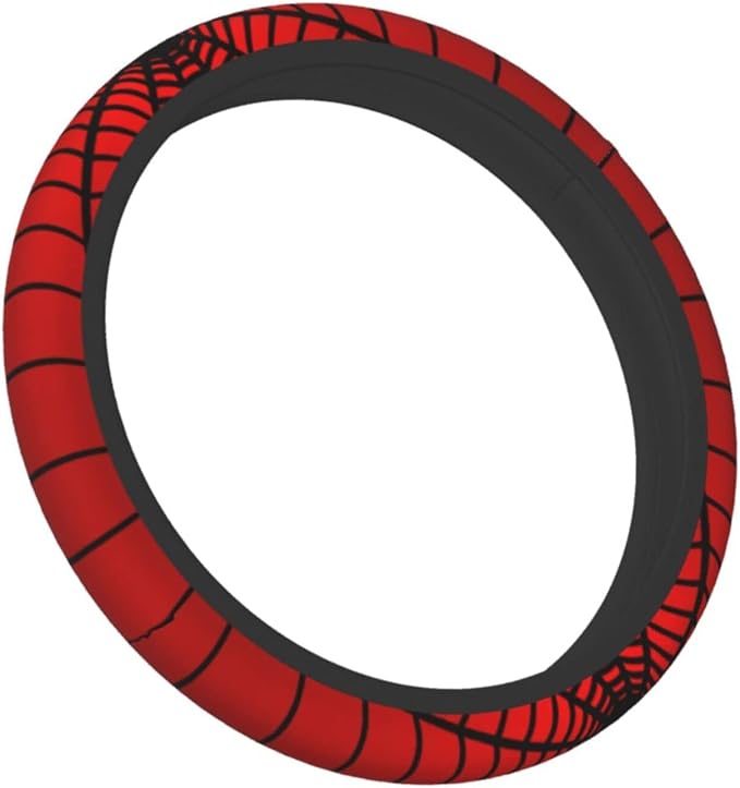 Red Spider Web Steering Wheel Cover Universal 15 Inch Cute Car Accessories Protector for Women Men