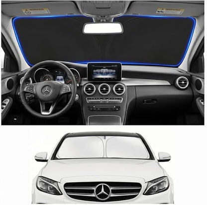for 2008-2024 2025 Mercedes Benz C-Class W205 C250 C300 C400 SLK SLS CLA CLS CL-Class Windshield Sun Shade Sunshade Cover Front Window Shade Sun Visor Protector Foldable Blocks UV Rays Car Accessories