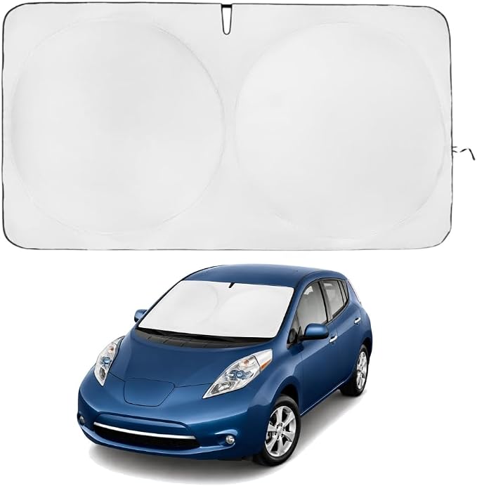 Windshield Sun Shade | Compatible for Nissan Leaf (2011-2017) | Certified 99.87% UVB & 99.02% UVA Car Sun Shade. Award Winning Sunshade - Patented Technology | Car Shades by Kinder Fluff