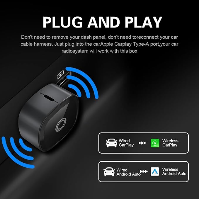 CarPlay Wireless CarPlay Adapter for iPhone for Volvo XC90 XC60 XC40 S60 V90 Accessories, Convert Wired to Wireless CarPlay Adapter (carplay Model B)