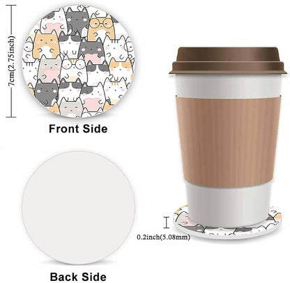 Cute Cat Steering Wheel Cover for Women, Universal Auto Steering Wheel 14-15 Inch Car Interior Accessories with 2PCS Car Coasters, Suitable for Men and Women