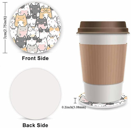 Cute Cat Steering Wheel Cover for Women, Universal Auto Steering Wheel 14-15 Inch Car Interior Accessories with 2PCS Car Coasters, Suitable for Men and Women