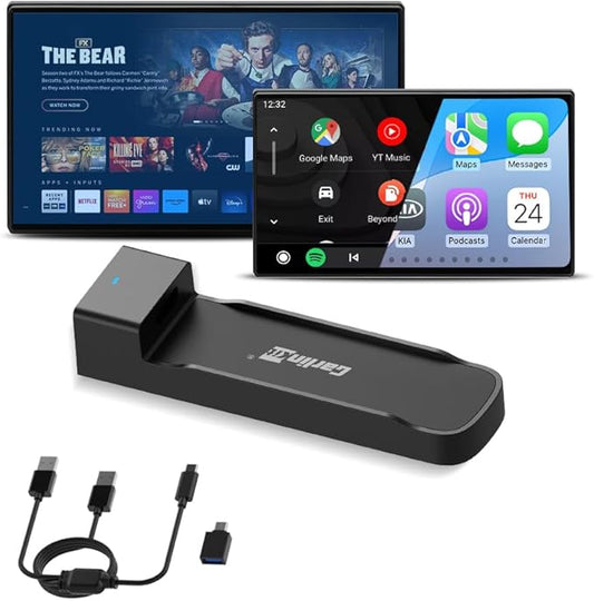 Carlinkit FireDrive Link Pro HDMI Car TV Converter for Fire TV Stick Streaming, Wireless Apple CarPlay & Android Auto Adapter, Compatible with Wired CarPlay Cars, 3 in 1 Dongle, Plug & Play
