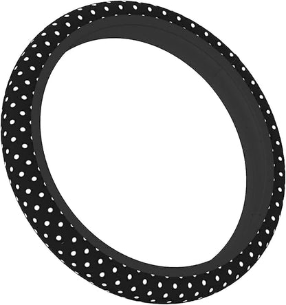 Black and White Polka Dot Steering Wheel Covers Non Slip Neoprene Steering Wheel Protector Universal 15 inch for Women Men