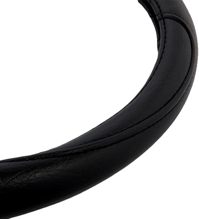 BDK Ergonomic Grip Steering Wheel Cover - Leather Performance Grip for Standard Size Wheels 14.5-15 inch Black
