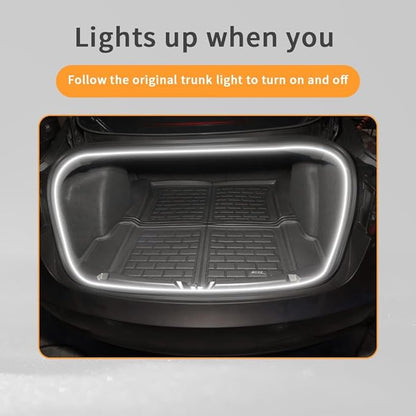 Trunk LED Light Strip for Tesla Model 3 2018-2023 - Waterproof & Easy Installation Interior Lighting Bar with Flexible Silicone, Trunk Ambient Lighting Accessories (DC 15V, Cool White)