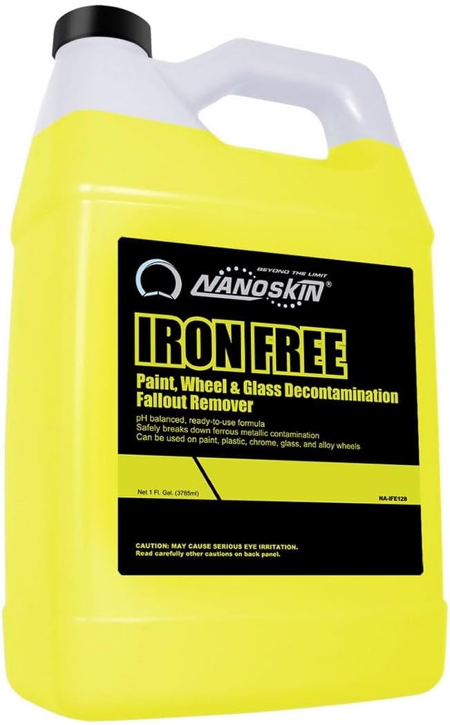 Nanoskin IRON FREE Paint, Wheel and Glass Decontamination Fall Out Remover 1 Gallon - Removes Iron Particles in Car Paint, Motorcycle, RV & Boat | Use before Clay, Wax or Car Wash for Car Detailing