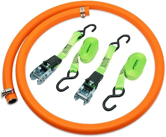 Hose & Strap Kit w/Clamps for 60, 100, 115, 150 & 200 Gallon Size Tanks - Nylon Adjustable Straps