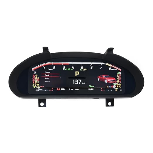12.3 Inch Car Digital Cluster Gauge for Maserati GT/GC GranTurismo 2007-2017 Variant Virtual Cockpit Entertainment Dashboard Speedometer QLED Meter Screen Matt-Black Color