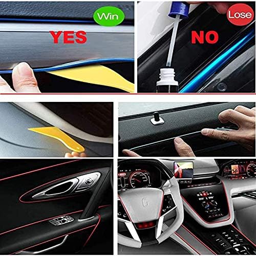 El Wire Yellow Interior Car LED Strip Lights, 5M Neon Wire USB 5V with Fuse Protection for Automotive Interior Decoration, with 6mm Sewing Edge