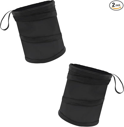Collapsible Car Trash Can, Mini Portable Automotive Garbage Bag, Pop-Up Vehicle Rubbish Bin, Waterproof Waste Basket Bin with Magic Sticker, Hanging Washable Auto Trash Bag (2PCS)