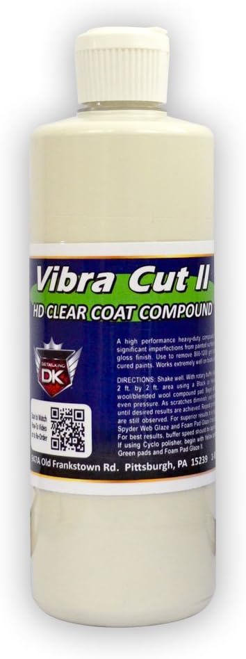 Detail King Vibra Cut II Heavy Cut Car Compound - Car Buffer, Car Scratch Remover - Body Shop Safe - 16 Oz