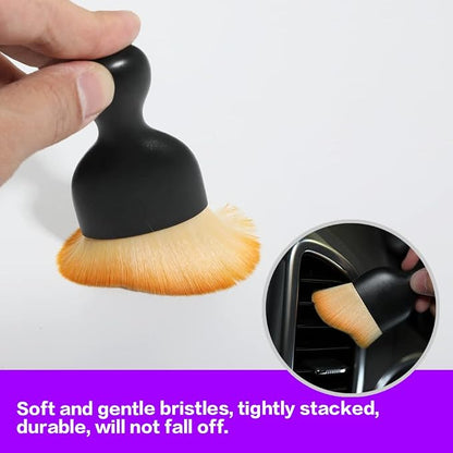 AOCISKA Car Interior Detailing Brush,Soft Bristle Cleaning Brush Car Detailing Brush Dusting Brush,Car Interior Cleaning Tool,Auto Detail Brush Car Dash Duster Brush (Brown with Cap)