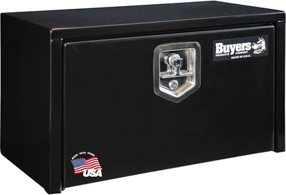 Buyers Products 1703350 Black Steel Underbody Truck Tool Box – 14 x 12 x 24 Inch - Truck Bed & Underbelly RV Storage Box, Locking T-Latch, Weather-Resistant, Heavy-Duty Flatbed Job Box, Made in USA
