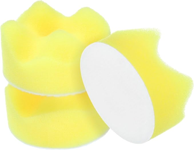 HARFINGTON 3pcs Buffing Sponge Pads 2" Polishing Wheel Waffle Finishing Grip Pad Car Buffer Polisher with Hook and Loop Back for Car Detailing Polishing Waxing, Yellow