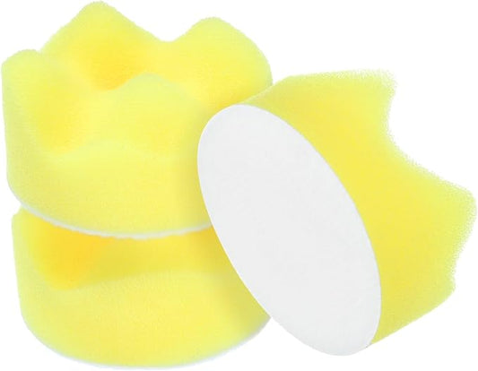 HARFINGTON 3pcs Buffing Sponge Pads 2" Polishing Wheel Waffle Finishing Grip Pad Car Buffer Polisher with Hook and Loop Back for Car Detailing Polishing Waxing, Yellow
