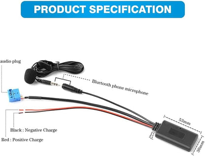 Audio Aux Adapter with Microphone, Audio AUX Adapter Compatible with BMW Z4 E85 2003-2008, Compatible with BMW Z4 E86 2003-2008, Compatible with Mini Cooper R50 2003-2006
