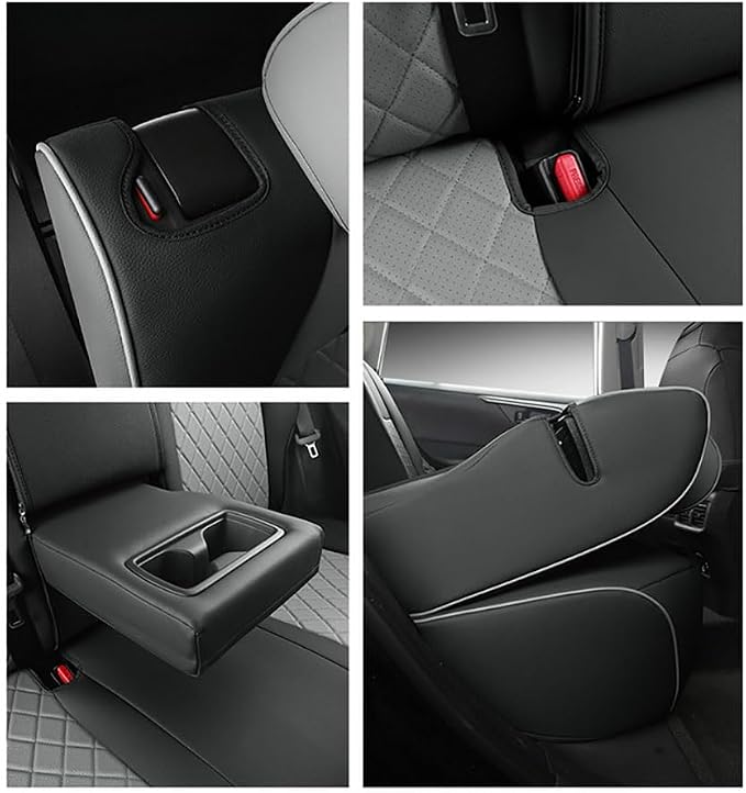 Custom Fit RAV4 Car Seat Covers for Select Toyota RAV4 LE 2013 2014 2015 2016 2017 2018 (NOT for Hybrid) - Full Set, Leather (Black)
