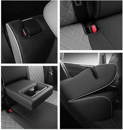 Custom Fit RAV4 Car Seat Covers for Select Toyota RAV4 LE 2013 2014 2015 2016 2017 2018 (NOT for Hybrid) - Full Set, Leather (Black)
