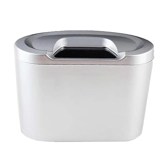 Sakali Portable Mini Car Garbage Can Premium Quality Universal Traveling Portable Car Trash Can (Sliver)