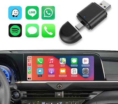 2-in-1 Wireless CarPlay & Android Auto Adapter – Plug & Play USB/Type-C Dongle, Bluetooth 5.4 + 5.8GHz Wi-Fi, Converts Wired CarPlay & Android Auto to Wireless, Fast Stable Connection
