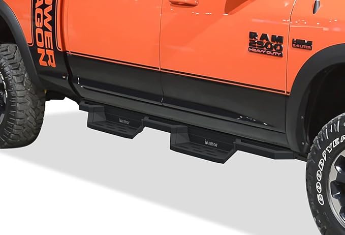 APS Stainless Steel Pocket Steps Running Boards Side Bars Compatible with Ram 1500 2009-2018 Crew Cab & Ram 2500 3500 2010-2026