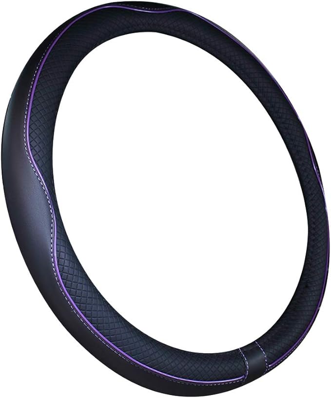 Mayco Bell Large Size Steering Wheel Cover Anti-Slip,Safety,Soft,Breathable,Durable,Full Surround,Comfortable Grip Microfiber Leather (15.5-16 inch, Black Purple)