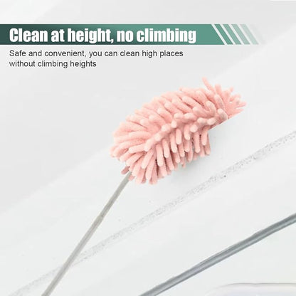 2PCS Car Interior Duster, Soft Chenille Detailing Brush with Extension Pole, Washable Long Handle Cleaning Duster Tool for Auto Dash Vent Window, Universal Home Car Cleaning Supplies (Pink)