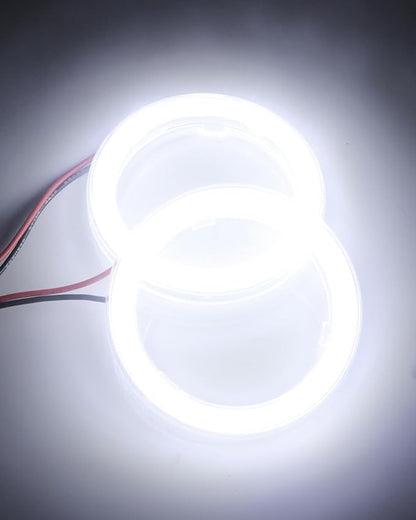Qasim 1-Pair White 60MM 45SMD COB LED Halo Ring Angel Eyes LED Fog Light DRL Warning Lamps with Lampshade Cover 12V 24V