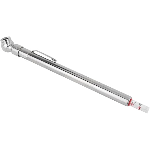 Milton S-921 Pencil Tire Pressure Gauge, Passenger Car, With Built-in Deflator Valve, Durable Plated Brass, Pressure Measured In PSI & kPa