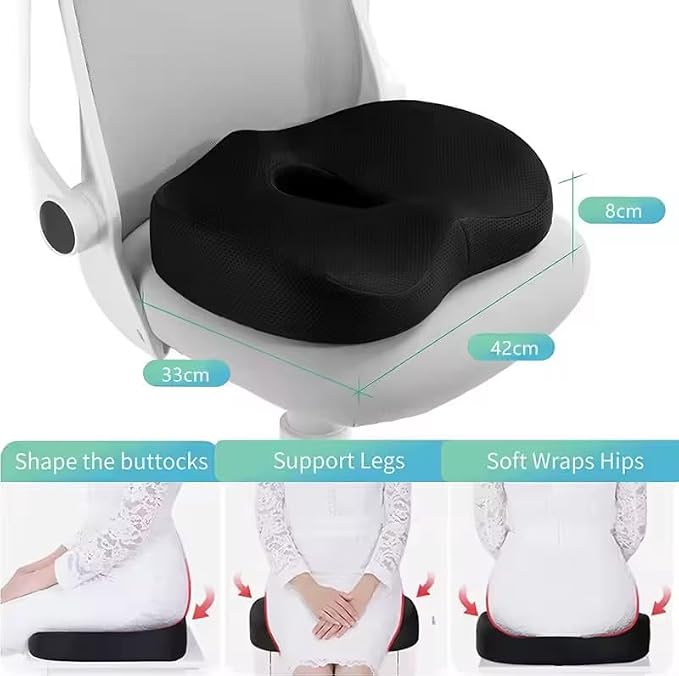 DonutRelax Seat Cushion – Ergonomic Donut Pillow for Tailbone & Pressure Relief, Breathable Mesh Cushion for Office Chair, Home, Car & Wheelchair