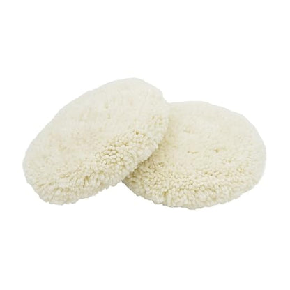 2PCS 7" Wool Double Sided Buffing Pad, 100% Natural Wool Pad with M16 Thread for 2-Sided Compound Cutting and Polishing (2PCS 7" Double Wool Buffing Pad)