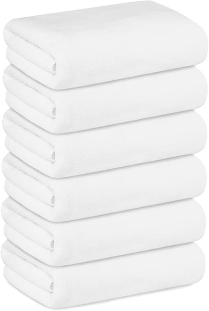 JML Bath Towels, Large Microfiber Bathroom Towel Set 6 Pack 30" x 60", Soft Absorbent Microfiber Body Towels for Adult, White