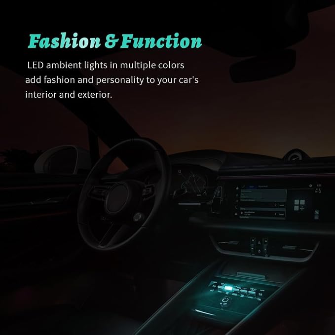 4PCS USB LED Car Interior Atmosphere Lamp, Plug-in USB Decor Night Light, Portable Auto Ambient Lighting Kit, Universal Vehicle Interior Accessories Mini USB LED Light for Most Cars (2Red+2ice Blue)