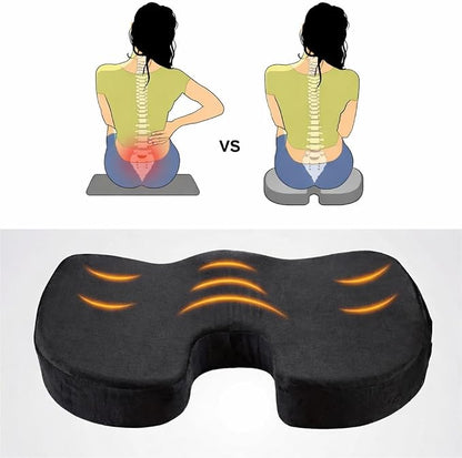 Premium Memory Foam Seat Cushion with Carrying Bag & Cooling Gel for Office Chair, Wheelchair, Travel, Car Seat, Gaming Chair for Coccyx & Tailbone Pain, Back Pain Relief, Sciatica Support
