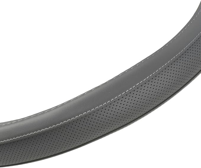 BDK Motor Trend Ergonomic Leather Grip Steering Wheel Cover for Big Rigs Trucks Semis 18" Large Heavy Duty Non Slip Long Haul Long Drives Transportation, Comfortable Anti-Fatigue (Gray)